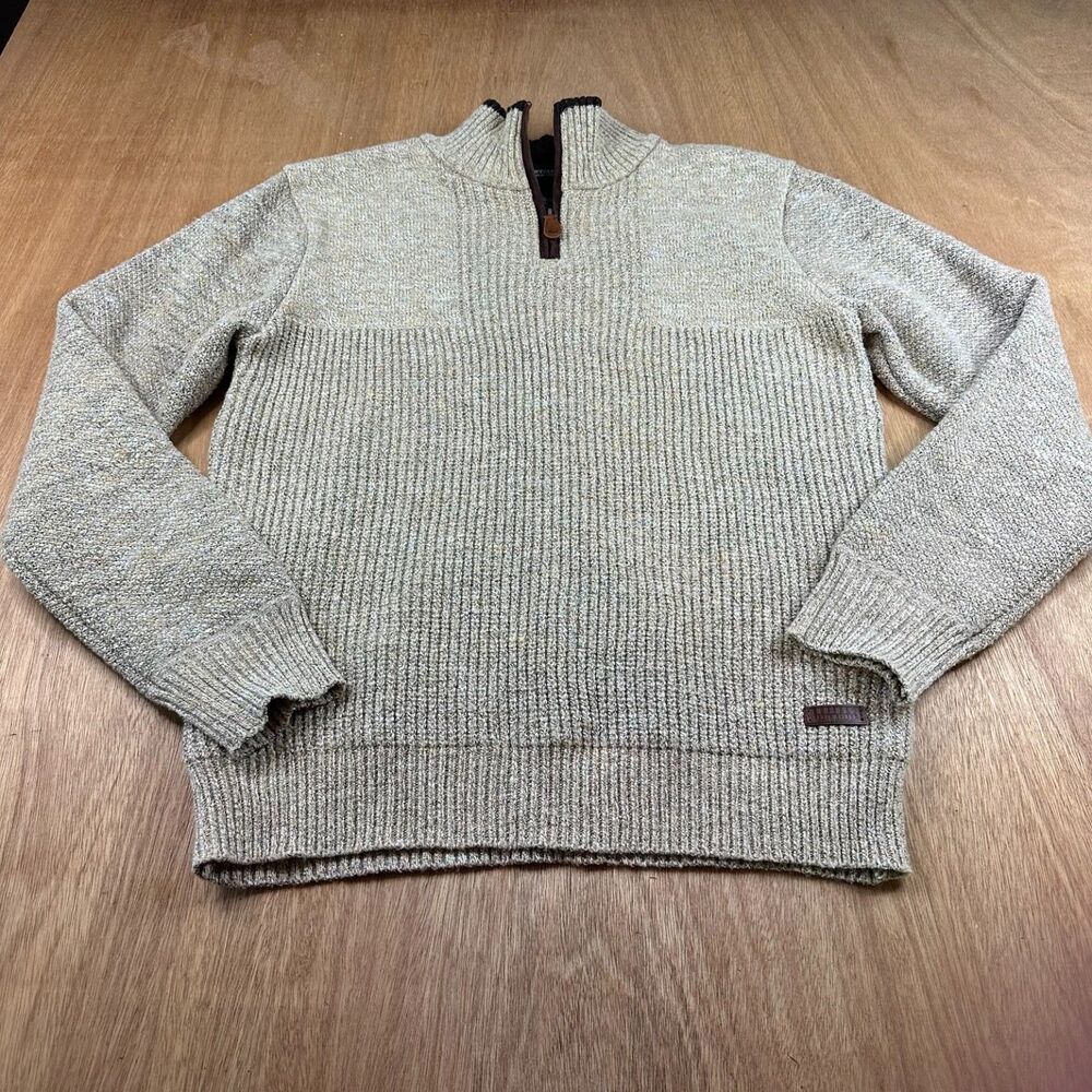 Buffalo David Bitton Quarter Zip Sweater Men’s S Beige Knit Pullover